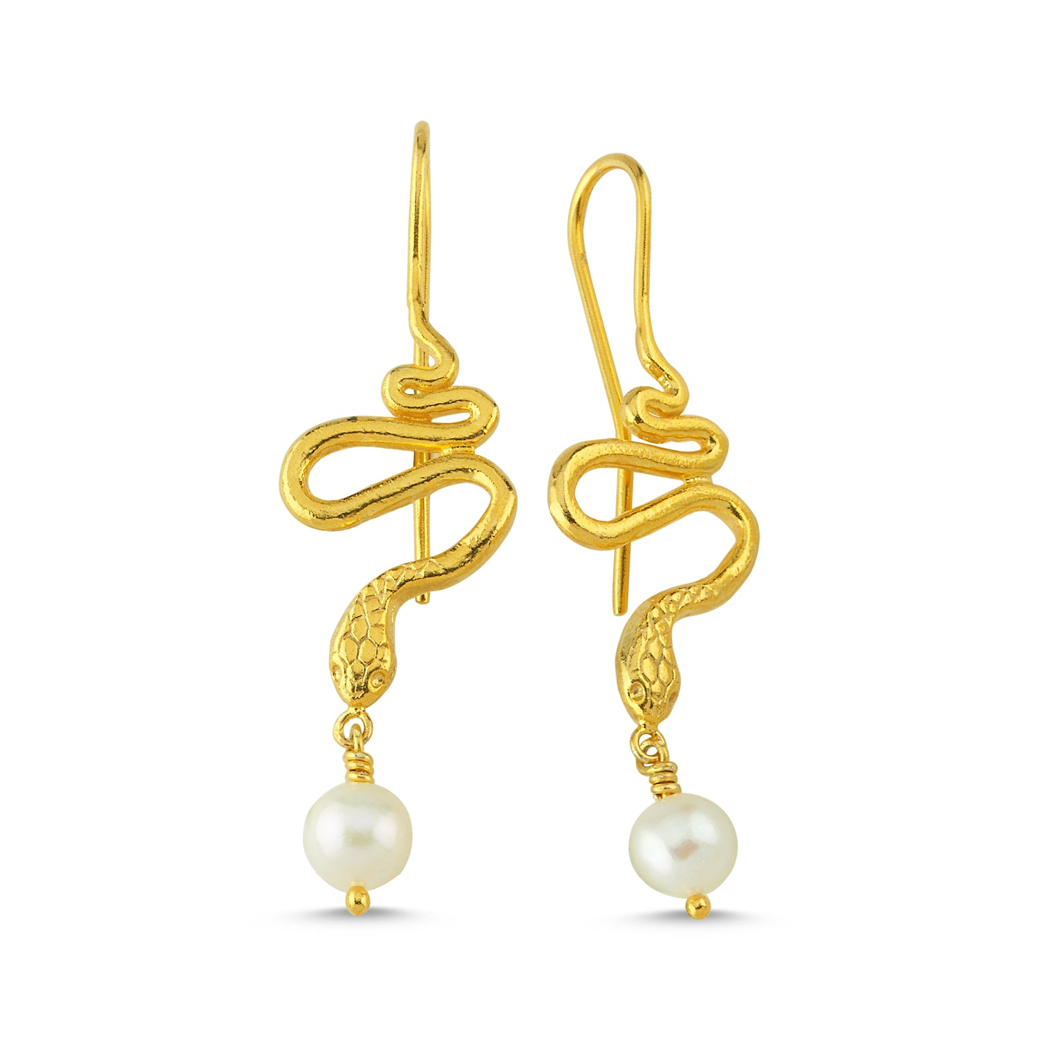 Pearl Snake Hoop Earrings