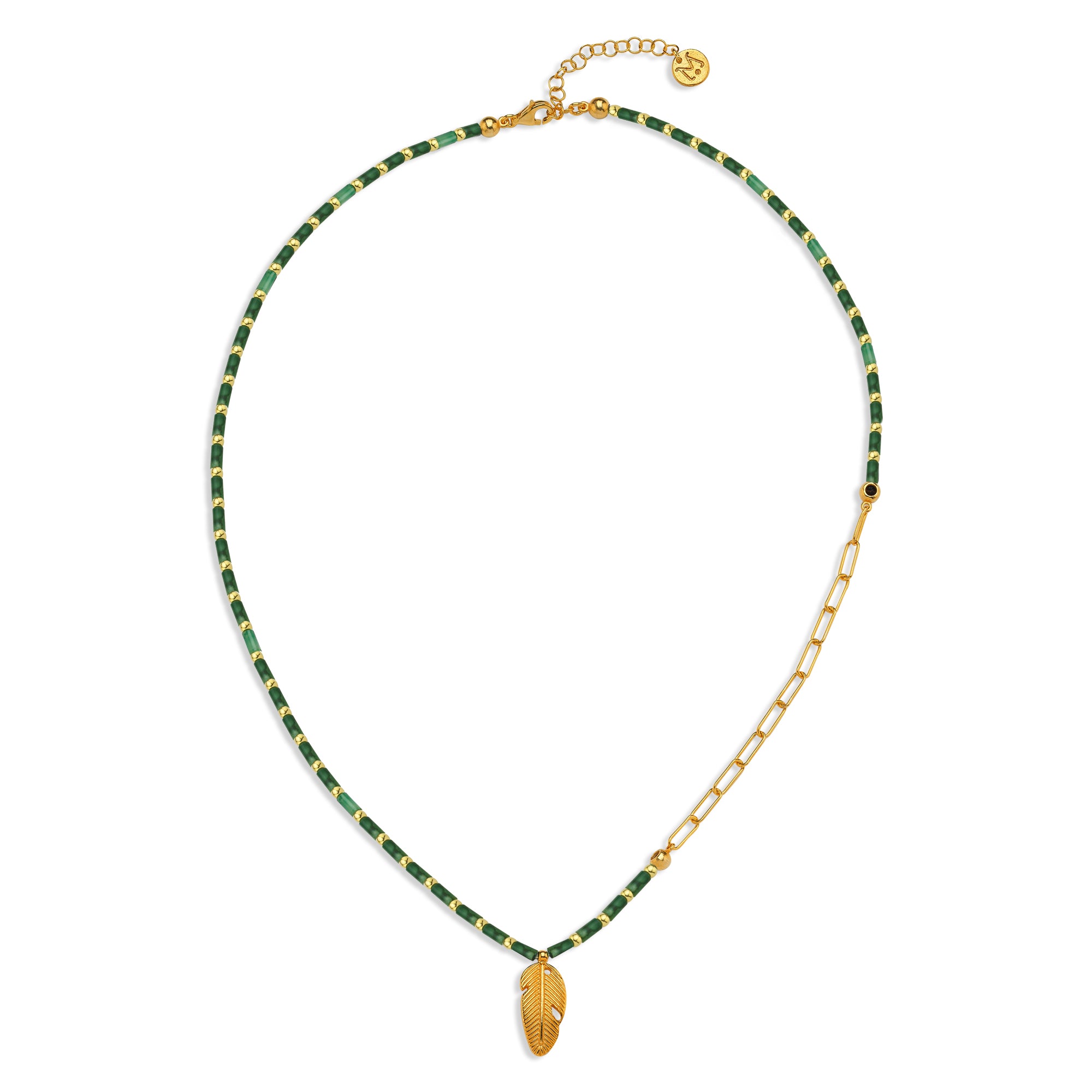 Jadeite Feather Chained Necklace
