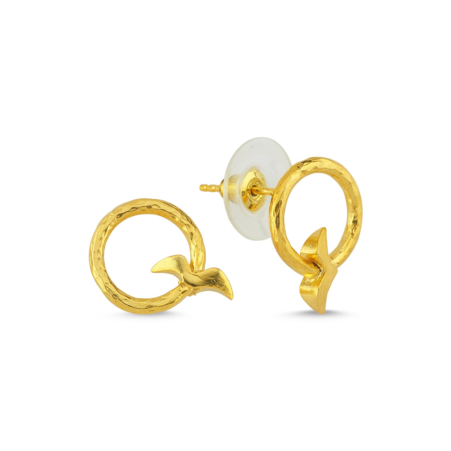 Single Bird Loop Stud Earrings
