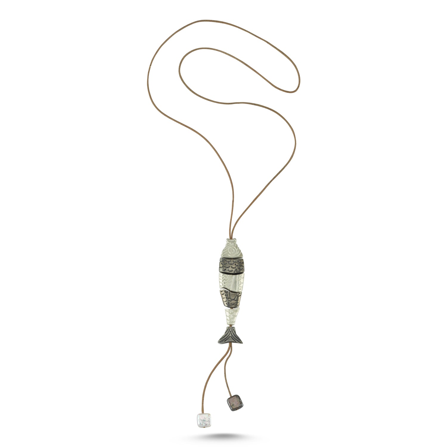 Oxidized & Sterling Silver Fish Necklace