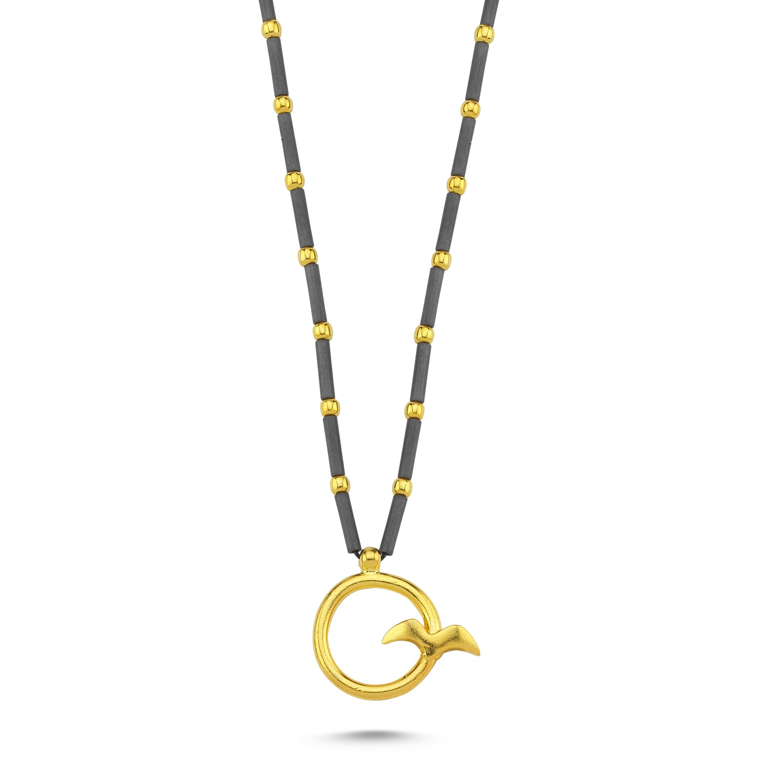 Hematite Single Bird Necklace