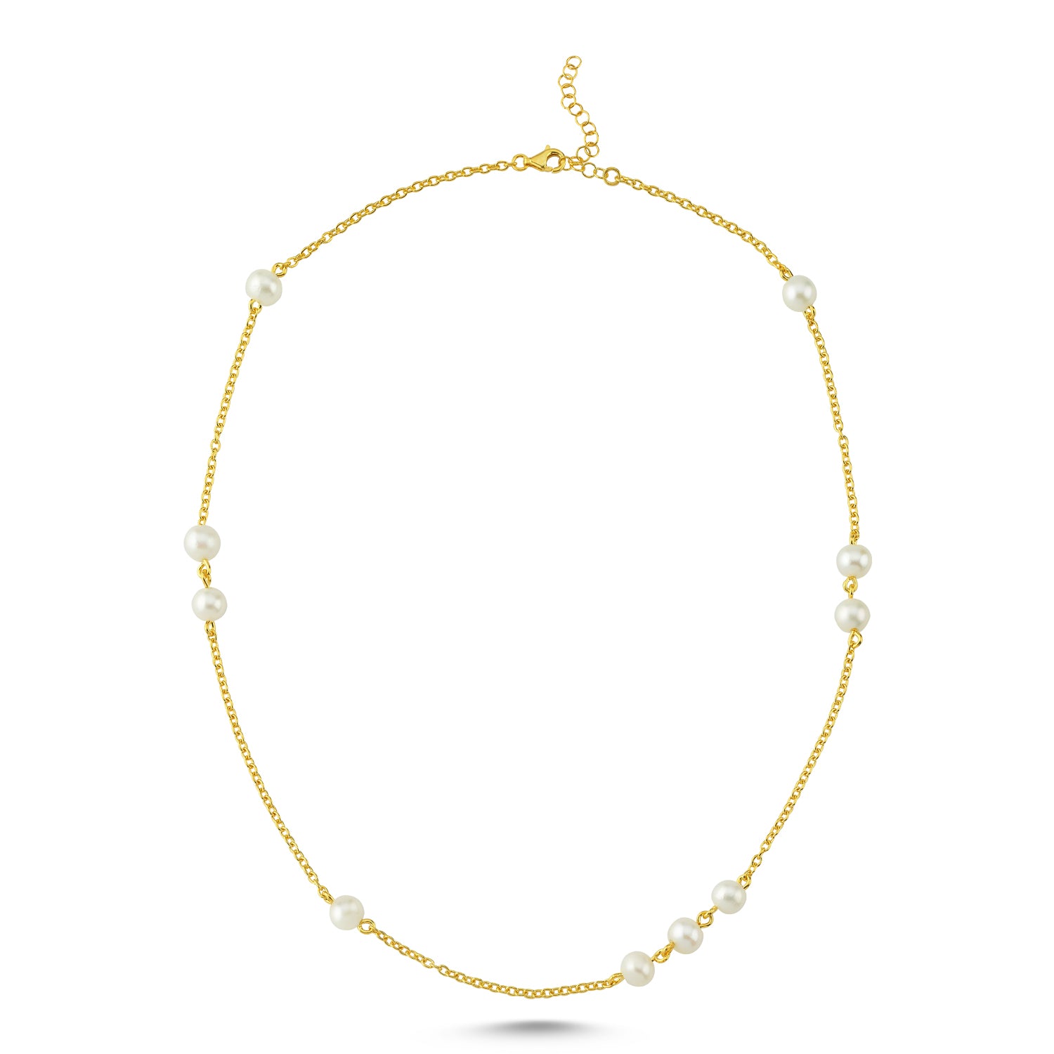 White Sphere Pearl Chain Necklace