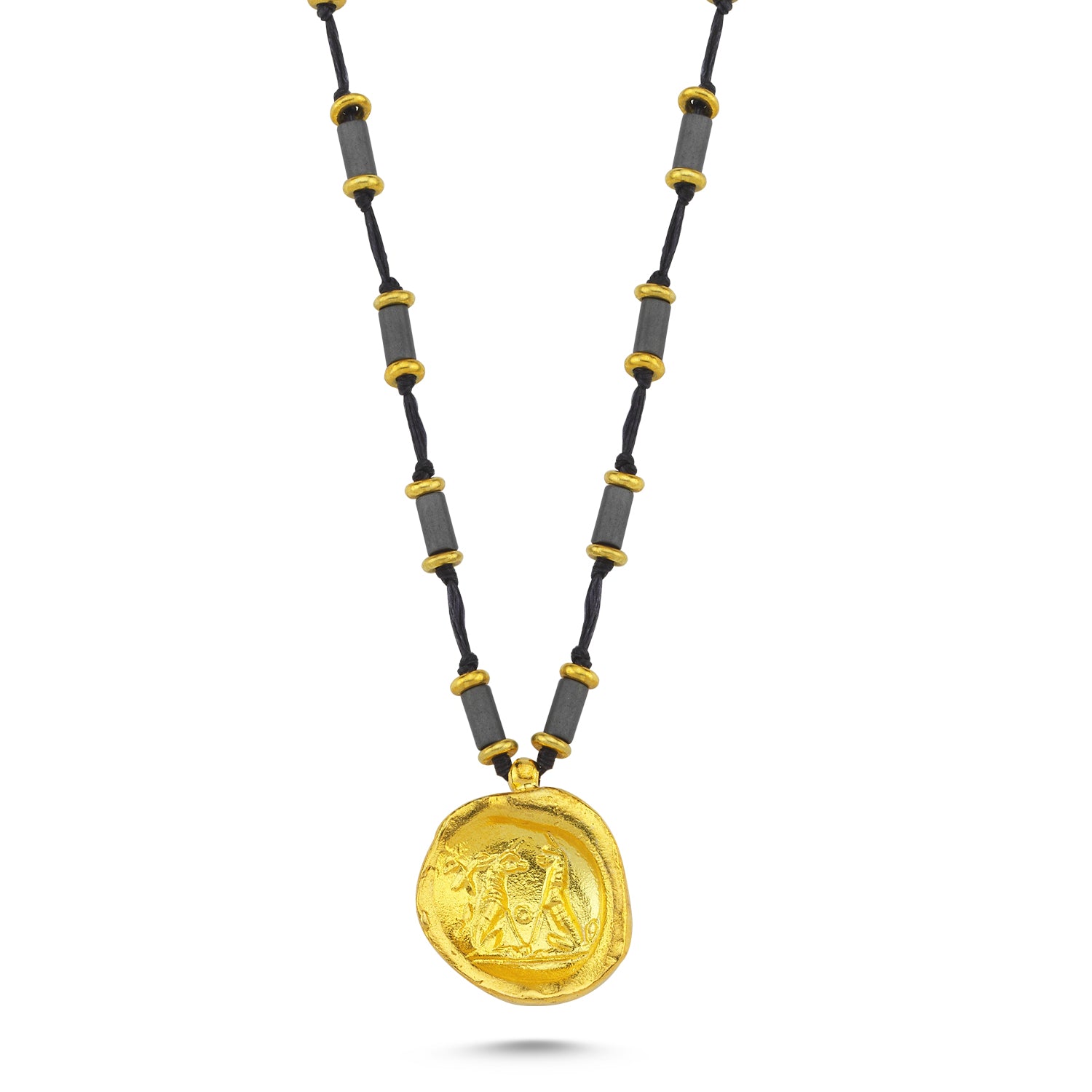 Hematite Wax Seal Knot Necklace