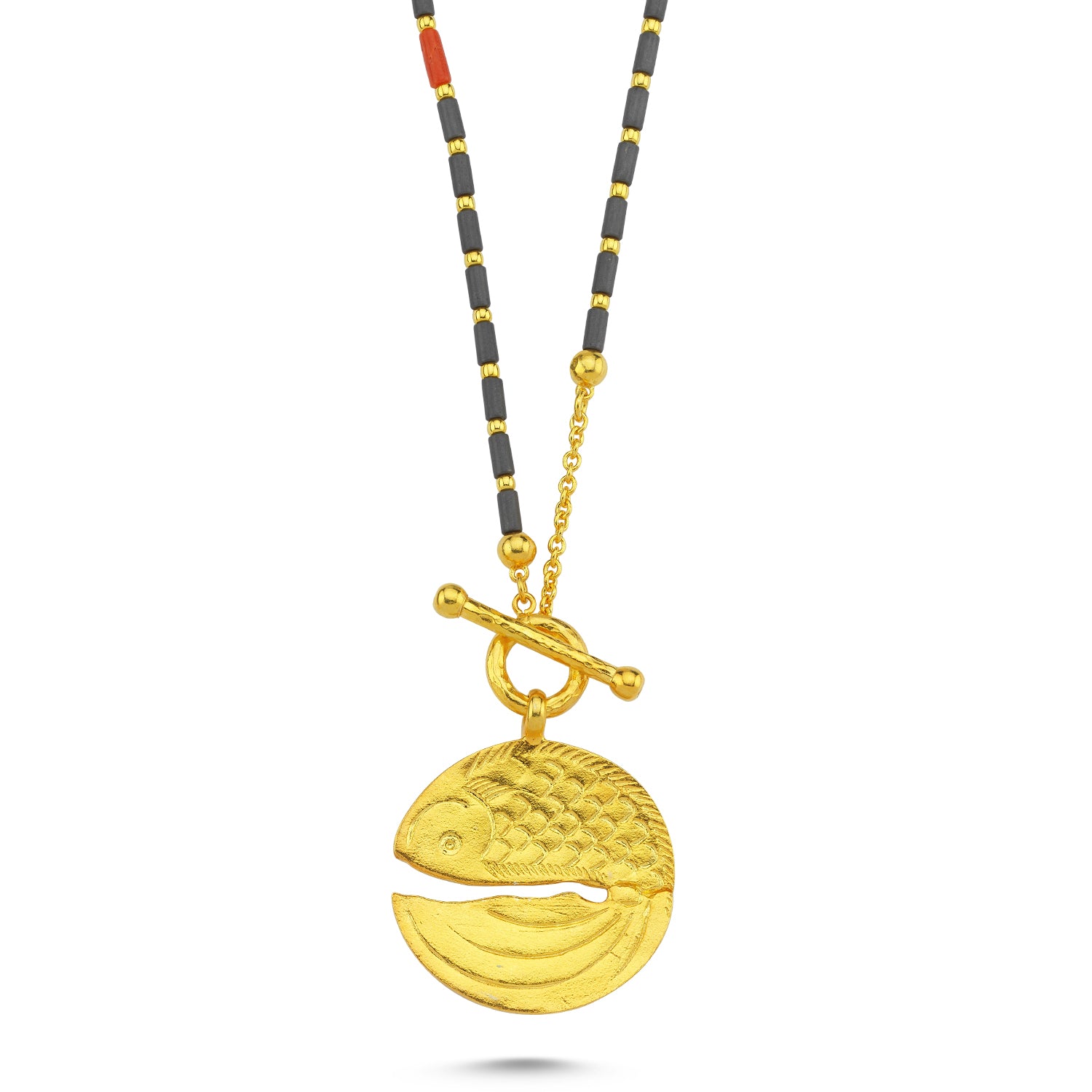 Hematite Koi Fish River Necklace