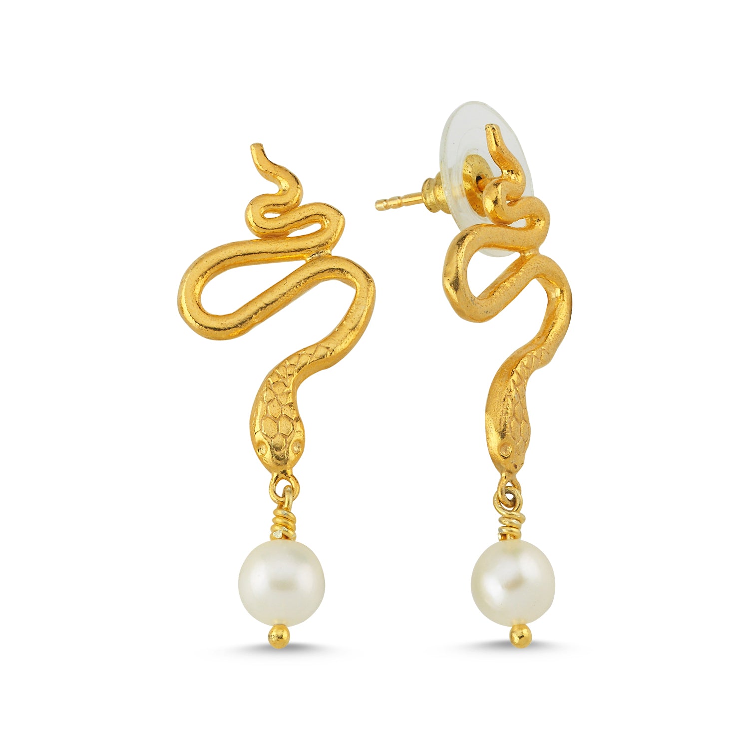 Pearl Snake Stud Earrings