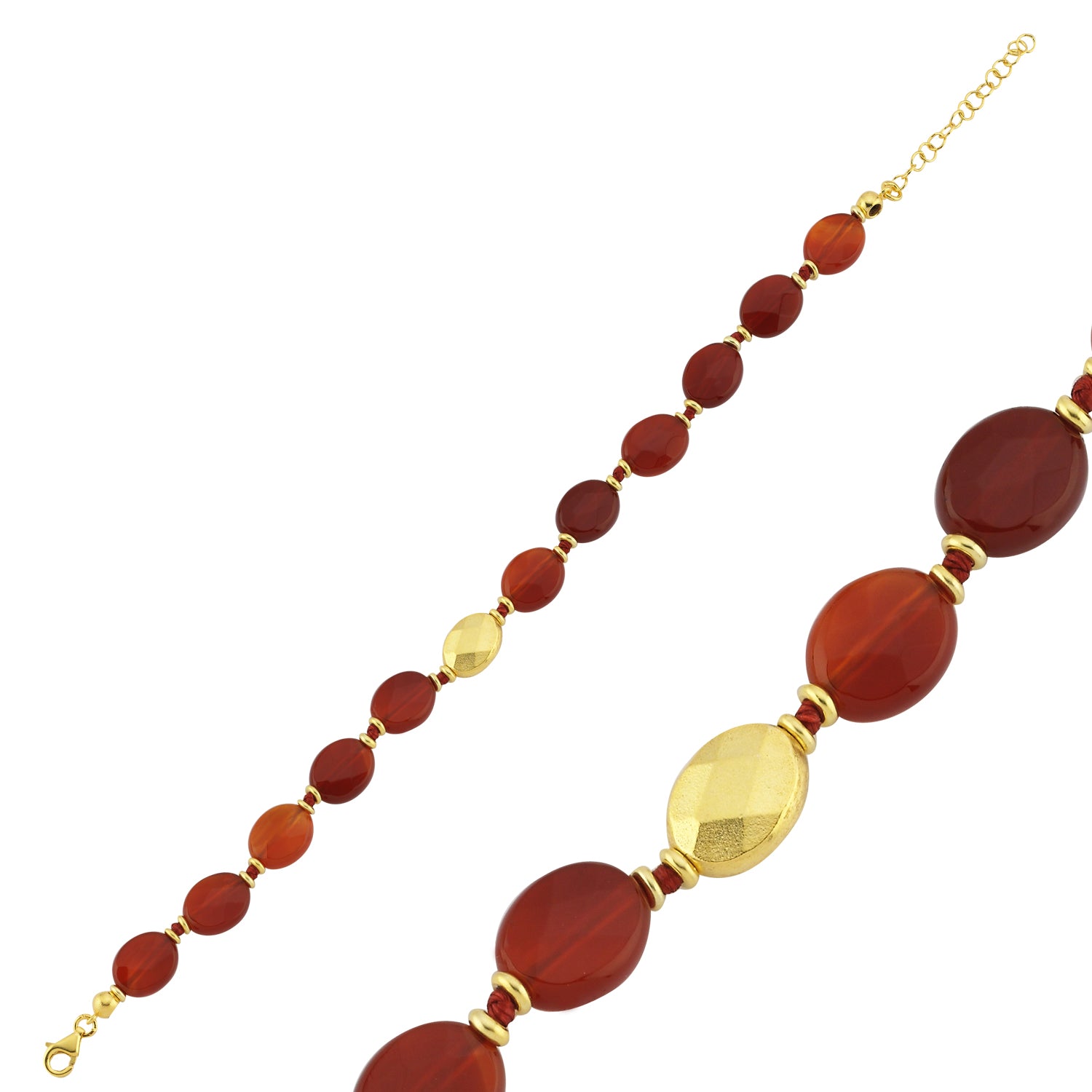 Cornelian Nacre Bead Bracelet
