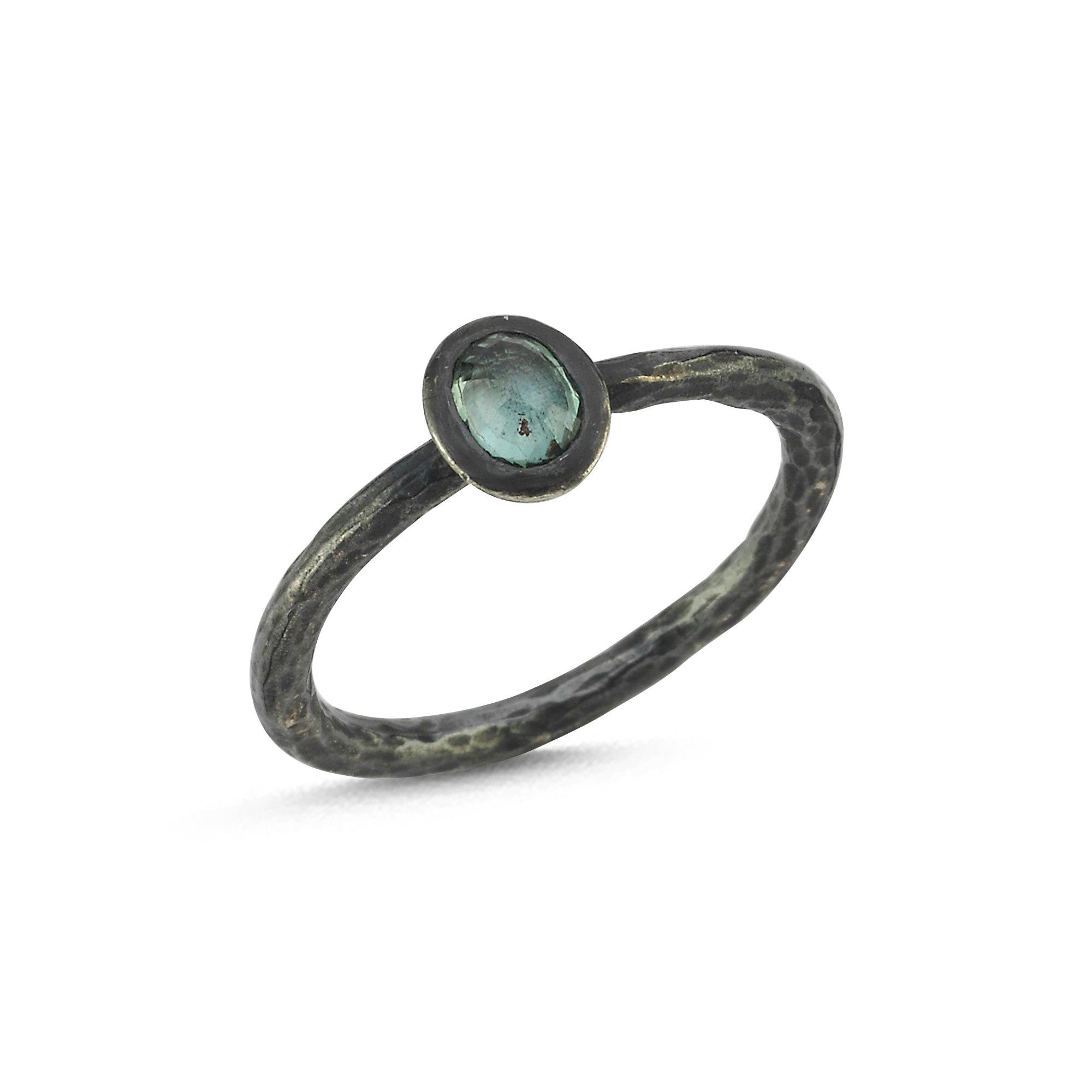 Tourmaline Oxidized Sea Blue Ring