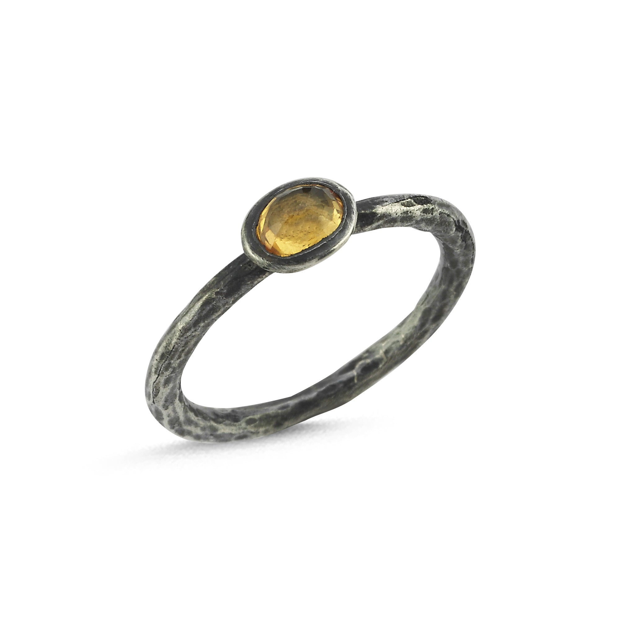 Tourmaline Oxidized Mustard Ring