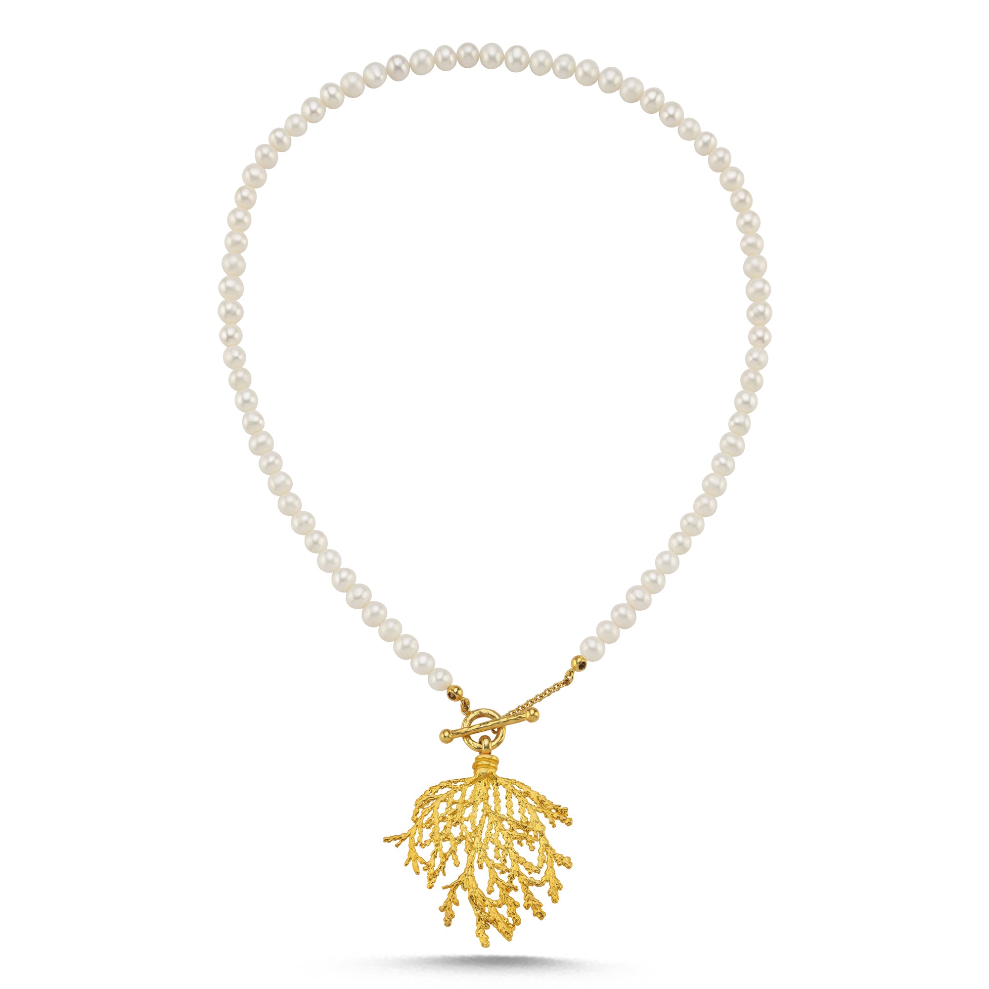 Living Coral Pearl Necklace