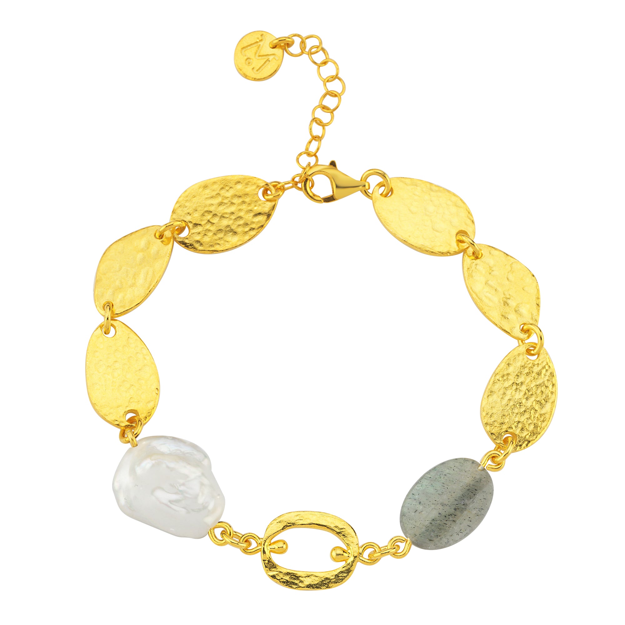 Hand Hammered Pearl & Labradorite Parvus Bracelet