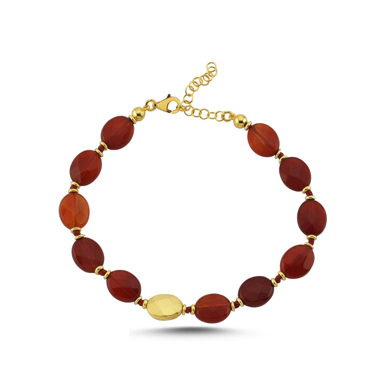 Cornelian Nacre Bead Bracelet